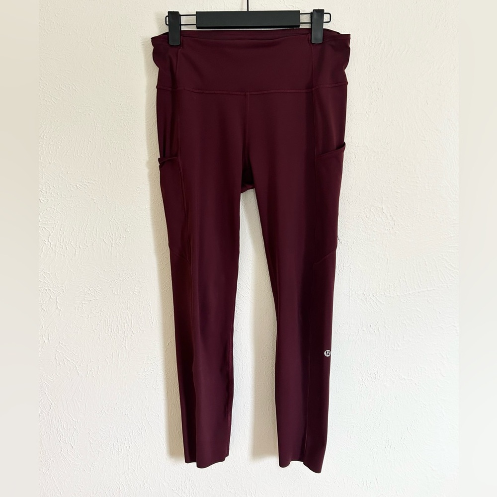 Burgundy Maroon Lululemon Fast & Free Leggings
